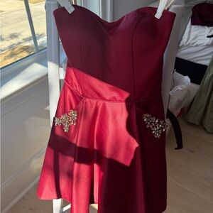 Elegant Strapless Red Dress